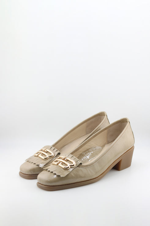 DFC Relax Tasseled Patent Leather Block Heel Loafer